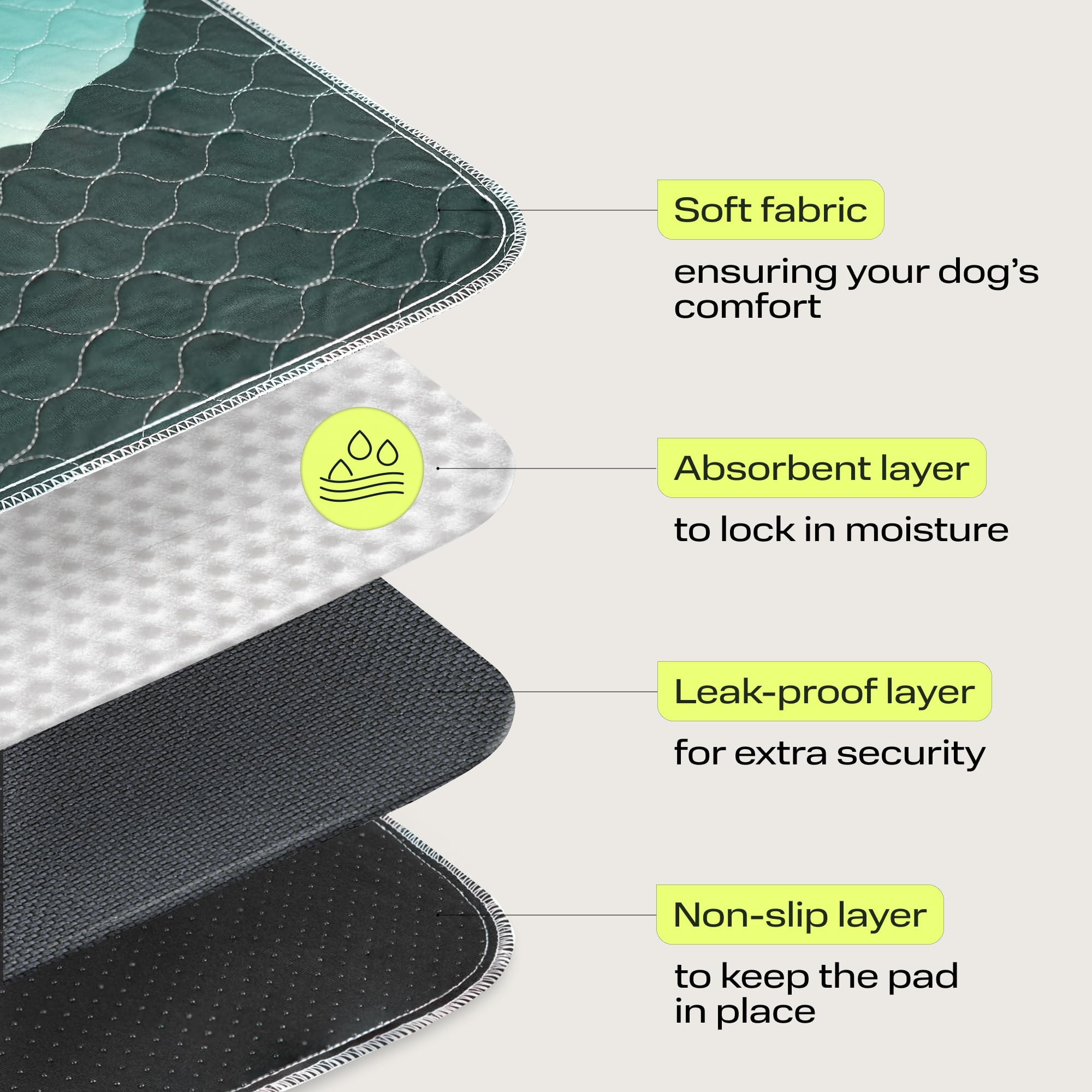 PetSpy Washable Pee Pads for Dogs 2-Pack (18x24) - Waterproof Reusable Puppy Pads No-Slip Surface - Stylish Dog Potty Training P