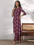 Libas Women'S Pure Cotton Kurta Set (49068_Maroon Maroon Xl