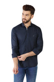 Toplot Men'S Solid Slim Fit Cotton Blend Casual Shirt With Spread Collar & Full Sleeves (Plain-Shirt-5112-Navy-L),Navy,,B0C65V4NHY