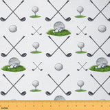 Erosebridal Golf Club Print Upholstery Fabrics Golf Sports Outdoor Fabric by The Yard 2 Yard Green Plant Sports Waterproof Fabri