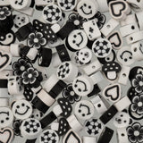 120pcs John Bead 9mm Assorted Black and White Polymer Clay Craft Beads for Jewelry Bracelet Making