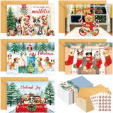 Motiskyy 100 Pack Dog Themed Merry Christmas Greeting Cards with Envelopes Bulk 4 x 6 in Brown Xmas Tree Note Cards Cute Happy H