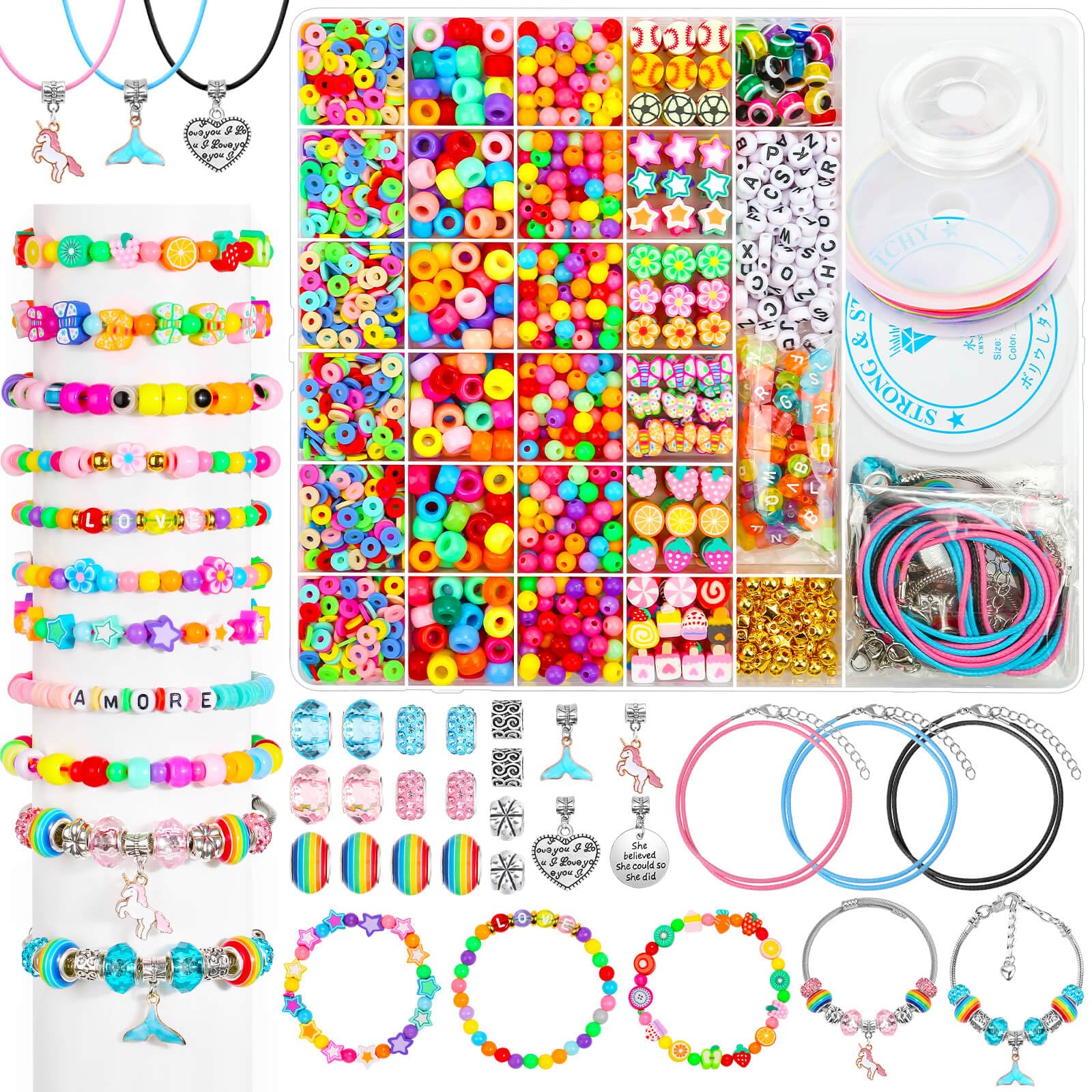 PAXCOO 2435PCS Bracelet Making Kit Including All Kinds of Beads for Jewelry Making, Friendship Bracelets, Necklaces, Beading, Gi