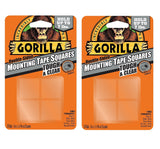 Gorilla 6067201 Mounting Tape Squares, Tough & Clear (2 Pack)