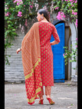 Gosriki Women'S Cotton Blend Straight Printed Kurta With Pant & Dupatta (Gaytri Red-Nrw-Gs_M_Red_Medium),Red,,B0CCL2FRHP