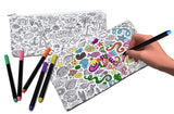 VHALE 2 Pack of Color Your Own Pencil Case, Coloring Pencil Case, Pen Case, Stationery Pouch Zipper Bag, Classroom Arts and Craf