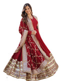 Wedani Georgette Maroon Anarkali Kurta Sett For Women (In Alpha L Regular Maroon),MAROON,L