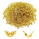 Allazone 1400 PCS Metal Open Bead Tips Knot Covers Clamshell Fold-Over Bead Tips Knot, Open End Caps Knot Covers for DIY Crafts 