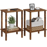 TUTOTAK End Table, Set of 2, Side Table, Nightstand, 2-Tier Storage Shelf, Sofa Table for Small Space, Living Room, Bedroom, Bro