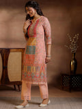 Libas Women'S Linen Kurta Sets (48868_Peach_L)