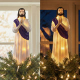 Thyle Jesus Easter Tree Topper with LED Lights 9.84 Lighted Christian Religious Resin Jesus Tree Topper He ls Risen Resurrection