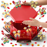 Dunzoom Christmas Flying Butterfly Surprise Gift Box, Large DIY Birthday Explosion Gift Box with 12 Pcs Flying Butterfly, Explod