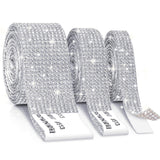 Cludoo 3 Rolls Rhinestone Ribbons, Silver Self Adhesive Rhinestone Strips, Diamond Rhinestones Roll Rhinestones Tape Bling Wrap,
