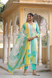 Anni Designer Women'S Cotton Blend Straight Printed Kurta With Pant & Dupatta (Kapila Green-Nw_S_Green_Small),Green,S,,,