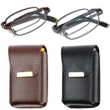 Success Eyewear Reading Glasses Set of 2 Fashion Folding Readers with Leather Cases Brown and Gunmetal Glasses for Reading for M
