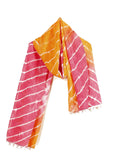 Ravaiyaa Attitude Is Everything Pom Pom Decorative WomenS Cotton Scarf Dupatta Lahariya Shibori Chunni/Stole/Hijab (Orange_ 7