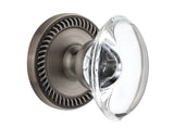Grandeur 810345, Passage2.375, Antique Pewter Newport Rosette with Provence Crystal Knob