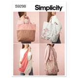 Simplicity Market and Grocery Tote Bag Packet, Code 9298 Only Sewing Pattern, One Size Only, White
