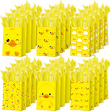 Epakh 24 Pcs Duck Party Favors Bags Yellow Duck Gift Bag with Handles Tissue Paper Treat Goodie Candy Favor Tote Boxes for Baby 