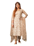 Womanista Women's Floral Embroidered Chikankari Pure Cotton Kurta With Trousers & Dupatta(Kurtaset_1121_Xxl), Kurta Trouser With