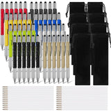 24-in-1 Multitool Screwdriver Pen - Top Ruler, Level Gauge, Stylus & More - Black Refills & Bags for Men & Dad - Perfect