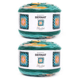 Bernat Blanket Granny Square Seaside Shine Yarn - 2 Pack of 240g / 8.5oz - 100% Polyester - #6 Super Bulky - 178Yards - Knitting