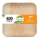 Raj Palm Leaf Plates Bulk [400-Pack] 7 Square Plates like Bamboo plates Disposable, Strong, Decorative Compostable Tableware for