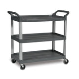Rubbermaid Commercial Products Heavy Duty 3Shelf Rolling Service/Utility/Push Cart, 300 lbs. Capacity, Gray, for Foodservice/Re