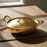 Artarium Pure Brass Kadai, Traditional Indian Cookware Tin Coated Pital Kadhai for Cooking Curry Sabzi Handcrafted Kitchen Utens