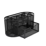 Neomate Metal Mesh Desk Organizer | Durable Office Supplies Caddy with Drawer for Home & Office | Desktop Organizer & Dcor | Bla