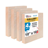 U.S. Art Supply Unfinished Cradled Wood Panels for Painting, 4 Pack of 10x10 inch - Gallery Birch Wooden Canvas Boards 1-1/2 Dee