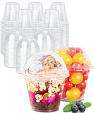 Aatriet [200 Sets] 9 oz Clear Plastic Cups with Lids (NO HOLE), Fruit Cups with Lids for Party, Disposable Parfait Cups with Dom