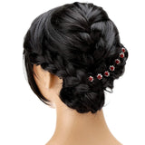 BETITETO 40 Pcs U-Shaped Flower Rhinestone Hair Pins Crystal Hair Accessories for Bridal Wedding Party Girls' Sweet Sixteen (Red