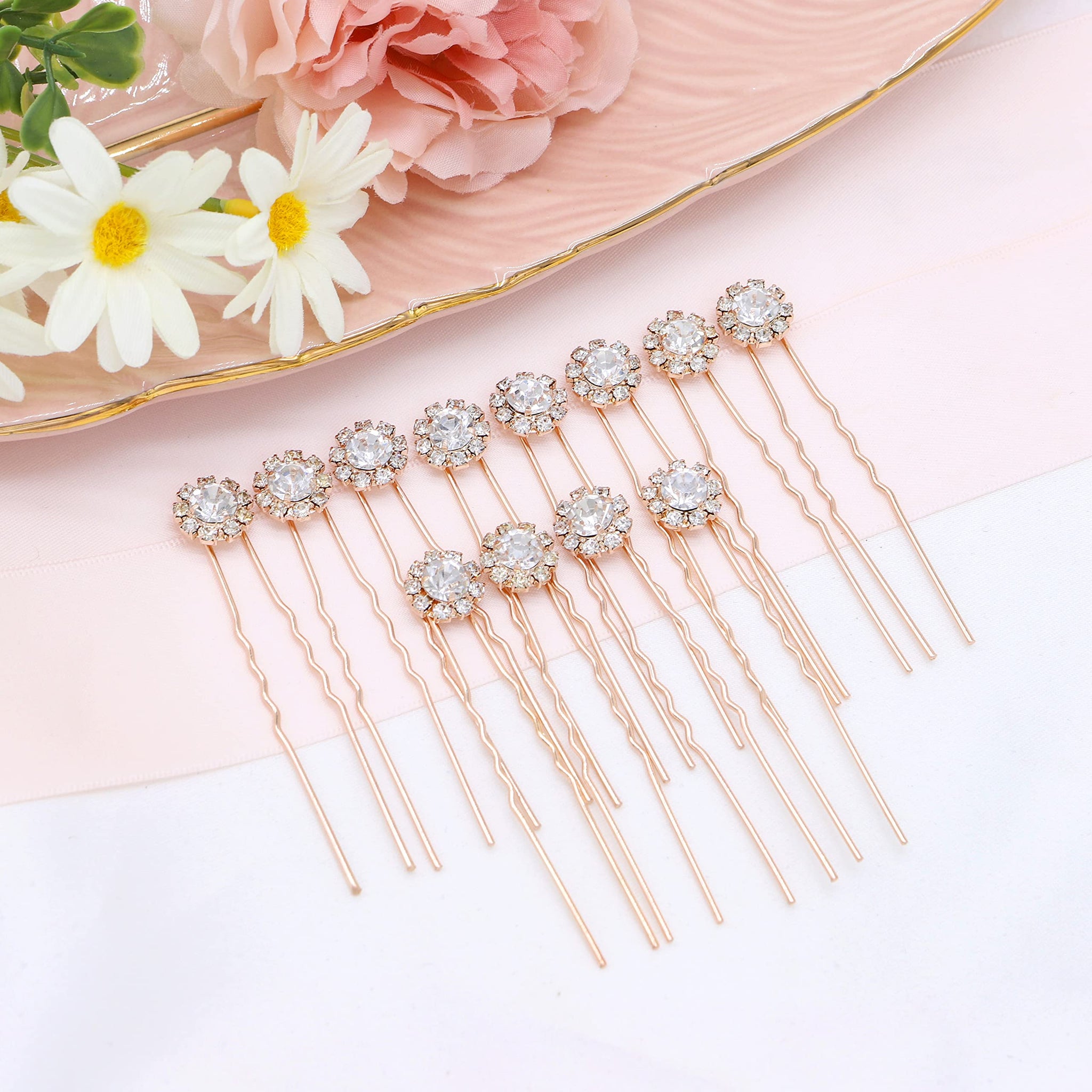 Ammei Headpiece Crystal Bridal Hair Pins Clips Wedding Hair Accessories Hair Set Jewelry With Rhinestone For Brides and Bridesma