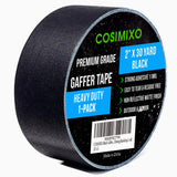 COSIMIXO Black Gaffers Tape 30 Yards x 2 Inch x 11Mil- Waterproof, No Residue, Non-Reflective, Easy Tear, Matte Gaffer Stage Tap