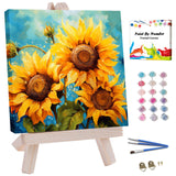 JUJUHOOD Sunflower Flower Framed Paint by Numbers Kit for Adults Beginner & Kids Ages 8-12, Acylic Paint by Number Without Easel