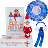 Elf On The Shelf Boy with Snow Tube Set - Blue Eyed Boy Elf Doll with Book and Winter Ski Gear - Tube, Scarf and Earmuffs- Custo