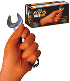 EPPCO TigerGrip 8-Mil Nitrile Glove Disposable Powder, Latex Free Textured Superior Grip Orange Gloves, Medium, Box of 100