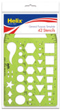 Helix General Purpose Drawing Template 41 Shapes Durable 5.5 Inch x 9.5 Inch Ink Risers