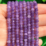 2 String 220PCS 3x5mm Natural Purple Chalcedony Stone Beads for Jewelry Making, Songxi Facted Loose Gemstone Beads for DIY Brace