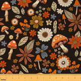 Hippie Flower Fabric by The Yard, 60S 70S Groovy Flower Upholstery Fabric, Mushroom Psychedelic Blossom Decorative Fabric, Vinta