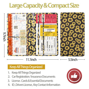 Car Registration and Insurance Card Holder - Leather Vehicle Glove Box Automobile Documents Paperwork Wallet Case Organizer for
