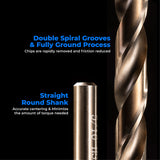 amoolo 1/8 inch Cobalt Drill Bits(10Pcs), M35 HSS Metal Jobber Length Twist Drill Bit Set for Hard Metal, Stainless Steel