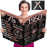 Uiorgui Large 75th Birthday Card for Women with Envelope, Black Rose Gold Happy 75th Birthday Guest Book Gifts Jumbo Seventy Fiv