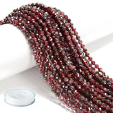 AD Beads Natural Gemstone Diamond-Cut Micro-Faceted Round Tiny 4mm Small Round for DIY Necklace Jewelry Making Beads (Red Garnet