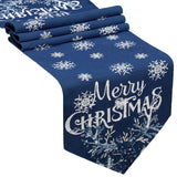 Boao Christmas Table Runner Embroidery Snowflake Elk 13x70 Inch Xmas Classic Red Blue Runner for Dining Room Kitchen Christmas W