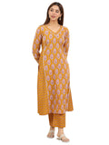 Libas Women'S Cotton Floral Kurta Set (400451_Mustard_M)