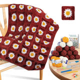 Coopay Crochet Kit Beginners for Blanket, Granny Squares Crochet Blanket Kit with Instructions & Enough Yarn, Complete Crochetin