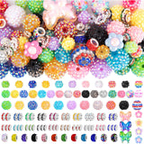 202 PCS HUISUYTON Rhinestone Beads for Jewelry Making, Included 70 Pcs Rhinestone Bead and 132 Pcs Spacer Bead, Sparkly Crystal 