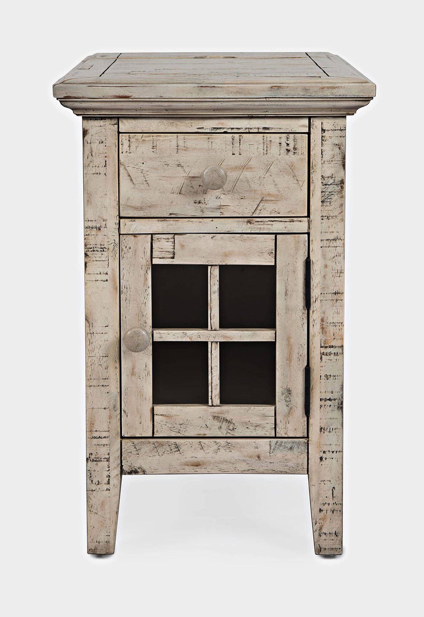 Jofran Inc. Rustic Shores Farmhouse Usb Charging End Table With Storage, Scrimshaw